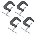 1.25" x 1.25" Miniature Forged Steel C-clamp, Set of 4