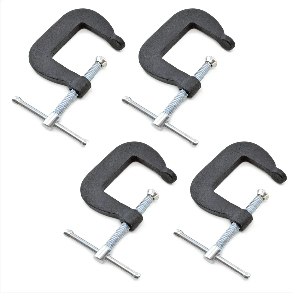 1.25" x 1.25" Miniature Forged Steel C-clamp, Set of 4